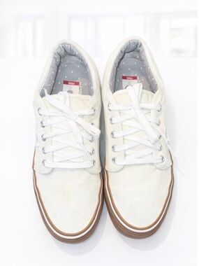 Vans Men’s Ultra Crash White/Beige Canvas Sneakers with Brown Sole Size 9 EUC
